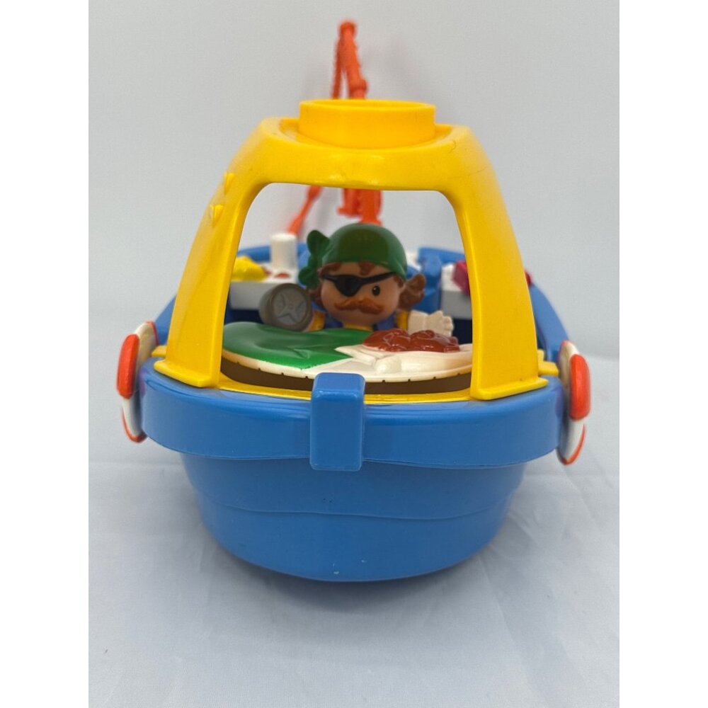 Vintage Fisher Price Little People Floaty Boat & Pirate Captain Figure Set